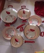Kiam 10Pcs Super Ceramic Nonstick Cookware Red (Updated) - Image 2