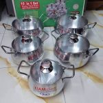 Kiam Glass Lid Heavy Thick Base Belly Shape Saucepan 10 in 1 set
