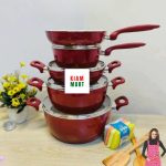 Kiam 9Pcs Super Ceramic Nonstick Cookware Red