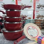Kiam 10Pcs Super Ceramic Nonstick Cookware Red (Updated)
