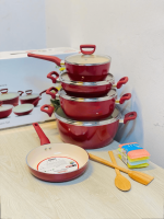 Kiam 9Pcs Super Ceramic Nonstick Cookware Red - Image 2