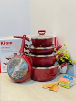 Kiam 9Pcs Super Ceramic Nonstick Cookware Red - Image 3