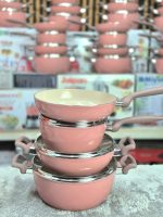 Kiam 7 Piece Dusty Pink Ceramic Coating Granite Non Stick Cookware Set (Induction Cooker Supported) :