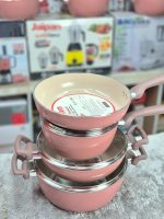 Kiam 7 Piece Dusty Pink Ceramic Coating Granite Non Stick Cookware Set (Induction Cooker Supported) : - Image 2