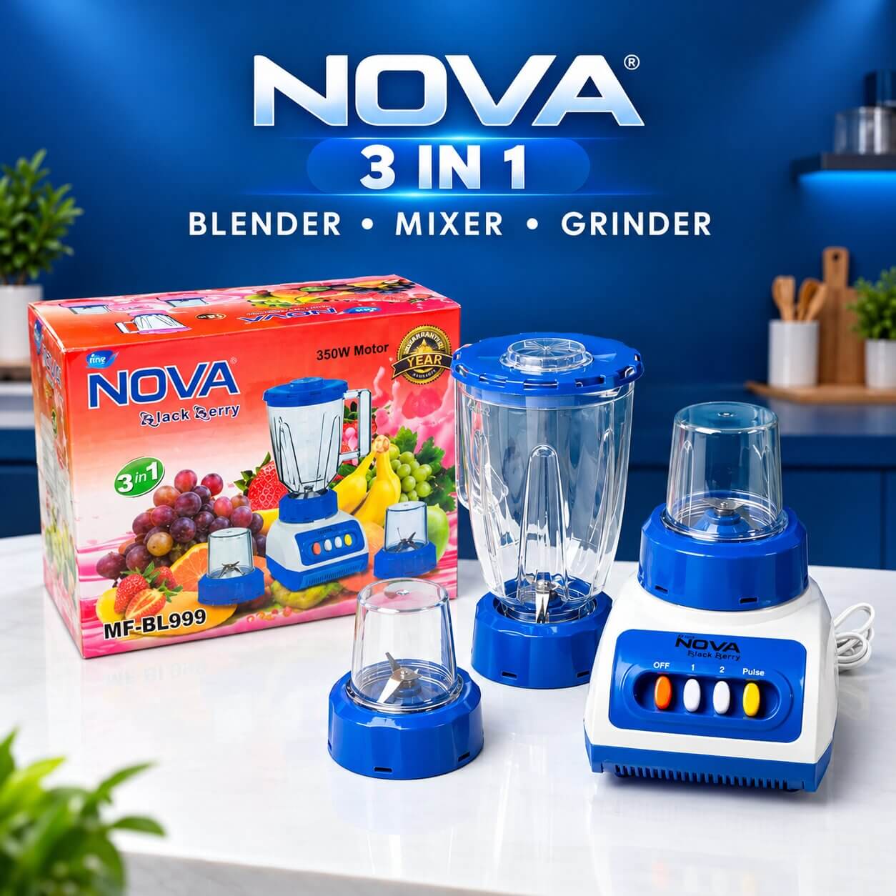 NOVA 3-in-1 Blender Set Advertisement (1) (1) Nova NV-BL999 3-in-1 Blender, Mixer & Grinder - Image 1